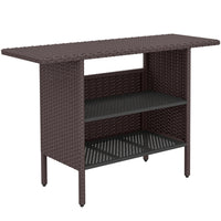 Outsunny 55" Rattan Bar Table with 2 Storage Shelves and Steel Frame-2 open shelves for your bottles, glassware, utensils, or other bar essentials