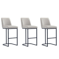 Manhattan Comfort Serena 17.71" Modern Leatherette Upholstered Barstool - Light Grey - 3 Pack-Modern Barstool with Backrest Perfect for Bar and Kitchen Use - Set of 3