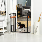 PawHut 29.1''-31.5'' Extra Wide Dog Gate with Cat Door - Black-Made from spray-treated steel for strength and durability