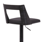 Armen Living Milan Adjustable Height Swivel Bar Stool in Black Faux Leather & Black Wood with Black Base-8