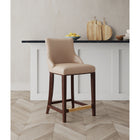 Manhattan Comfort Shubert 22.64" Modern Leatherette Upholstered Counter Stool - Tan-Frame Made of Solid Beech Wood with Rich Dark Finish - Features a Gold Metal Foot Plate