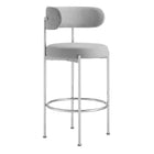 Modway Albie Fabric Bar Stools - Grey/Silver - 2 Pack-Weight Capacity: 330 lbs.