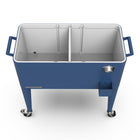 Permasteel 80 qt Retro Rolling Patio Cooler with Divider - Navy Blue-Drain plug allows for easy emptying of melted ice and excess water