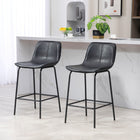 HOMCOM Microfiber Upholstered Bar Stools - Black - 2 Pack-Covered by soft leather-like microfiber cloth, making it resistant to abrasion and stains
