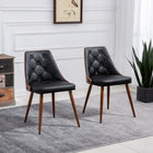 HOMCOM Modern Dining Chairs with Solid Wood Back & Steel Legs - Black - Set of 2-Solid natural wood back for strong support while sitting for a long time