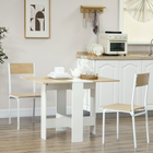 HOMCOM Drop Leaf Folding Dining Table for 2-4 - White and Oak-Suitable for dining table, prep table, computer desk, writing desk and more