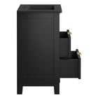 Modway Dixie 24" Solid Wood Bathroom Vanity Cabinet - Black-Assembly Required
