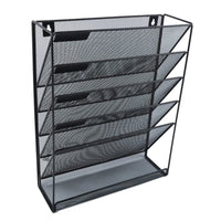 ShoppingAll Mesh Wall Mounted File Holder Organizer Rack with 5 Compartments-5-TIER DOCUMENT ORGANIZER: Ideal to file Letter/A4 size papers, documents, and folders. The bottom layer is designed to store stationery, and other desk accessories.