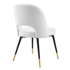 Modway Rouse Performance Velvet Dining Side Chairs - White - 2 Pack-Splayed and Tapered Legs