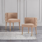 Manhattan Comfort Maya 24.02" Modern Velvet Upholstered Dining Chair - Nude-Frame Made of High Quality Elm Wood with Metal Brushed Gold Tips for Fashion and Durability