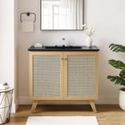 Modway Soma 36" Bathroom Vanity - Oak/Black-Metal Doorknobs