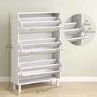 HOMCOM Shoe Storage Cabinet with Adjustable Shelves - White-The shelves are 2-level adjustable or removable to satisfy shoes of different heights