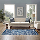 Modway Kalinda Rustic Vintage Moroccan Trellis Area Rug - 5 ft W x 8 ft L - Beige Moroccan Blue/Ivory-Protect Floors From Traffic/Furniture
