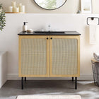 Modway Chaucer 36" Bathroom Vanity - Oak/Black-Metal Cabinet Knobs