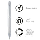 A.T. Cross Calais Ballpoint Pen - Satin Chrome-Cross products are unquestionably guaranteed against mechanical failure and all writing instruments are backed by a Lifetime Mechanical Warranty. 