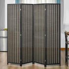 HOMCOM 4 Panel Bamboo Hand-Woven Freestanding Room Divider for Home Office - Brown-Folding design with four panels and metal hinges, easy to create a new look and space-saving to store
