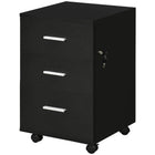 Vinsetto 3-Drawer Letter/A4 Filing Cabinet with Lock & Wheels - Black-3 drawers store your office supplies
