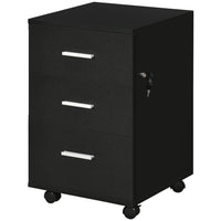 Vinsetto 3-Drawer Letter/A4 Filing Cabinet with Lock & Wheels - Black-3 drawers store your office supplies
