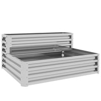 Outsunny 2-Tier Raised Garden Bed - 47" L x 40" W x 23" H - Silver-2-tier raised design provides ample space for flowers, herbs, or vegetables 