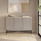 Hudson&Canal Brighton 48"W Buffet Table - Alder White-Constructed of sturdy steel, high quality engineered wood, and PVC materials in a handcrafted alder white finish