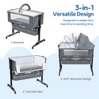 MotionGrey Blessy 5-in-1 Baby Bassinet - Foldable Co-Sleeper Crib with Wheels and Rocking Mode - Light Grey-Adjustable Height & Anti-Reflux Tilt: Two height levels and incline positioning help improve feeding comfort and sleep quality