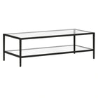 Hudson&Canal Hera 54"W Rectangular Coffee Table with Glass Shelf - Blackened Bronze-A modern contemporary design for your living room, den, and more