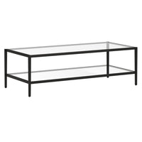 Hudson&Canal Hera 54"W Rectangular Coffee Table with Glass Shelf - Blackened Bronze-A modern contemporary design for your living room, den, and more
