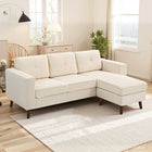 HOMCOM L-Shaped Sectional Sofa with Chaise Lounge - Cream White-Wrapped in skin-friendly corduroy fabric, combining comfort with textured elegance