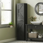 HOMCOM 67" Tall Narrow Bathroom Storage Cabinet - Black-Two cabinets and a drawer enhance bathroom storage