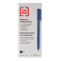 TRU RED Ballpoint Gripped Pen – 1.0 mm – Blue – 12 Pack-Lightweight round barrel for comfortable, controlled writing