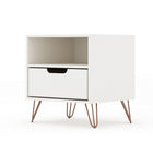 Manhattan Comfort Rockefeller 20.08" Mid-Century Modern 1-Drawer Nightstand 2-Piece Set - White-30 Day Limited Manufacturer's Warranty