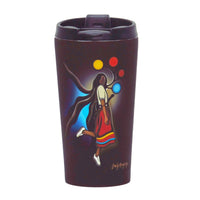 Oscardo Emily Kewageshig A Skirt with a Story Indigenous Art Travel Mug-Authentic Indigenous Art Design - Features licensed artwork by First Nations, Inuit, and Métis artists from across Canada, celebrating Indigenous culture and creativity