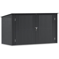 Outsunny 7.6' x 3.4' Garbage Bin Shed for 3 Trash Cans - Dark Grey-Accommodates up to 3 bins, shielding them from harsh weather conditions
