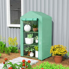 Outsunny 3 Tier Mini Greenhouse with Plastic Cover and Steel Frame - Green- 3 tiered shelf with fixed buckle design
 