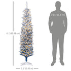 HOMCOM 6' Pre-Lit Slim Snow-Flocked Artificial Christmas Tree - Blue-Pencil shape don't take up much floor or table space, suitable for small rooms or a second Christmas tree in an entryway 