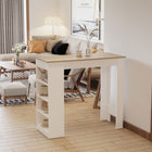 HOMCOM Bar Table with 4 Storage Shelves - Natural Wood-Modern style makes the bar table a great fit in a modern or traditional setting
