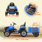 Qaba 12V Kids Ride On Tractor with Trailor and Remote Control - Blue-Long-lasting 12V battery povides 60 minutes of uninterrupted fun playtime 