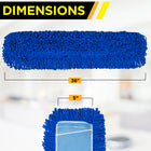 Gritt Commercial Microfiber Looped Dust Mop Pad Head - 36" x 5" - Blue - 12 Pack-Cleans many surfaces: the microfiber dust mop head covers a large area and is designed to leave all flooring clean and steak-free