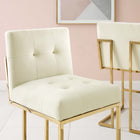Modway Privy Gold Stainless Steel Performance Velvet Counter Stool - Gold Ivory-Gold Stainless Steel Geometric Base
