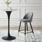 Modway Cordial Fabric Counter Stools - Light Gray - Set of 2-Matte Black Metal Legs
