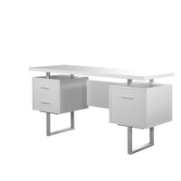 Monarch Specialties 7081 60" Computer Desk - White/Silver Metal-A stylish and contemporary 60"l computer desk with closed storage to create a functional workspace in your home office.