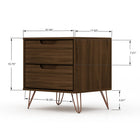 Manhattan Comfort Rockefeller 20.08" Mid-Century Modern 2-Drawer Nightstand 2-Piece Set - Brown-Includes 2 Spacious Drawers With Simple .75 Gliding Mechanism