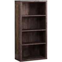 Monarch Specialties 7404 48"H Bookcase - Brown Reclaimed Wood-Look/ Adj. Shelves-Large storage area with 3 thick panel adjustable shelves and 1 fixed bottom shelf for storage or display