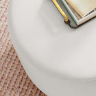 Modway Tilden Large 23" Round Performance Velvet Upholstered Ottoman - Alabaster/Natural-Non-Marking Foot Glides