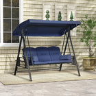 Outsunny 3-Seater Porch Swing Heavy Duty with Tilt Canopy - Dark Blue-Arc-shaped canopy and flower-shaped seats provide added overall aesthetic value
