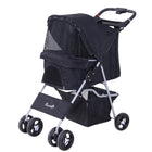 PawHut 4-Wheel One-Click Folding Pet Stroller with Brakes, Cup Holder and Travel Carrier - Black-One-touch folding function makes storage easier 