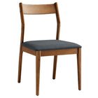 Modway Solara Vegan Leather Wood Dining Side Chairs - Walnut/Black - 2 Pack-Assembly Required