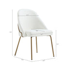 Manhattan Comfort Gracie 24.2" Modern Leatherette Upholstered Dining Chair - White and Gold - Set of 2-Upholstered in Luxurious Leatherette with Fine Stitching 