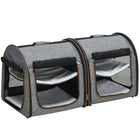 PawHut 39" Travel Pet Carrier - Grey-Can be used as a large carrier or divide into two smaller carriers