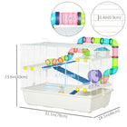 PawHut 31" Large Hamster Cage with Tunnel Tube System - White-Suitable for smaller hamsters and gerbils, not for larger breeds such as Syrian hamsters